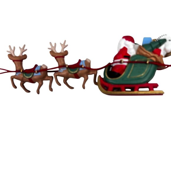 Vtg Hallmark Keepsake Ornaments Lot of 3 Santa Ski Lift Reindeer Sled Snowmobile - Picture 7 of 16